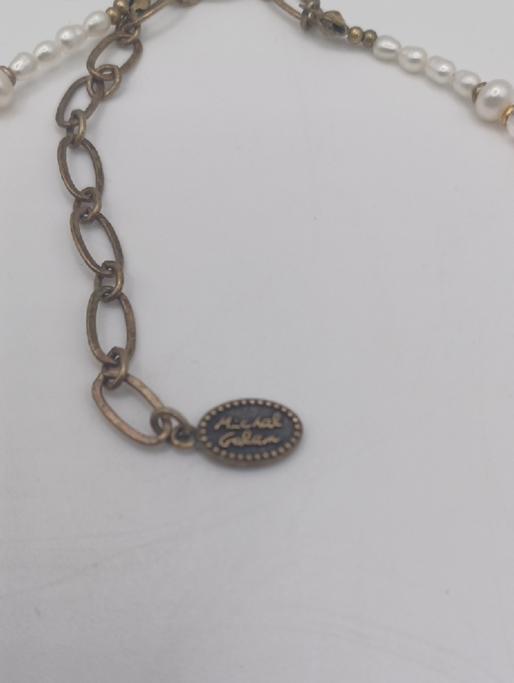 Michal Golan Pearl and Crystal Necklace with 24k EP Gold Cross Pendant - Picture 3 of 7